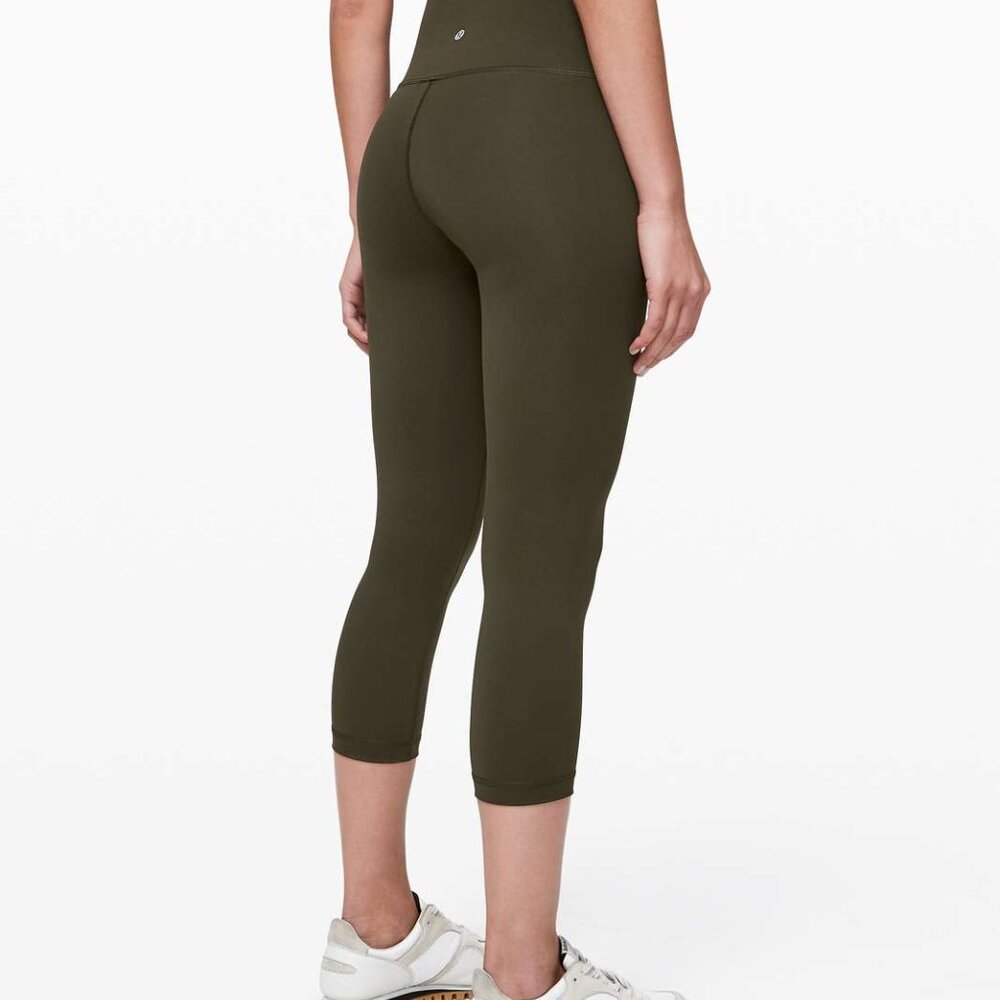 Size 4, Lululemon Wunder Under Crop (High-Rise) Dark Olive